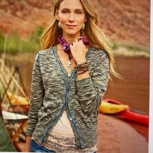 Sundance Slice of sky Cardigan Sweater Women’s M space dye knit southwestern - Picture 2 of 7